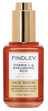Findley All-in-One Serum bottle showing hydrating formula for radiant skin