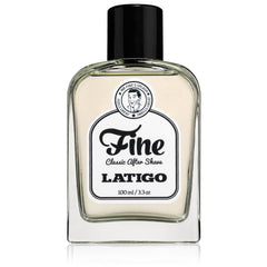 Fine Latigo aftershave bottle pour highlights quick-drying, refreshing finish.