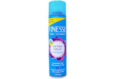 FINESSE Finish Strengthen hairspray seven-ounce pack five bottles for family use.
