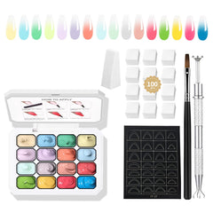 Finger Secret 16-color ombre pat palette for precise gradient nails in salon or home