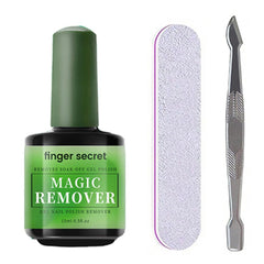 Finger Secret Gel Nail Polish Remover Kit in action removes gel polish efficiently from nails.