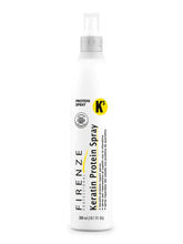 Firenze Professional Keratin KS Protein Repair Spray bottle focus nourishes damaged hair for smoother strands.