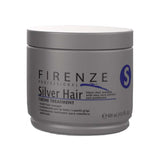 Firenze Professional Silver Hair Mask bottle neutralizes yellow tones for cool silver hair