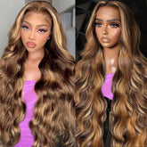 Fironiix 30-inch honey blonde ombre lace front wig front view for dramatic long length.