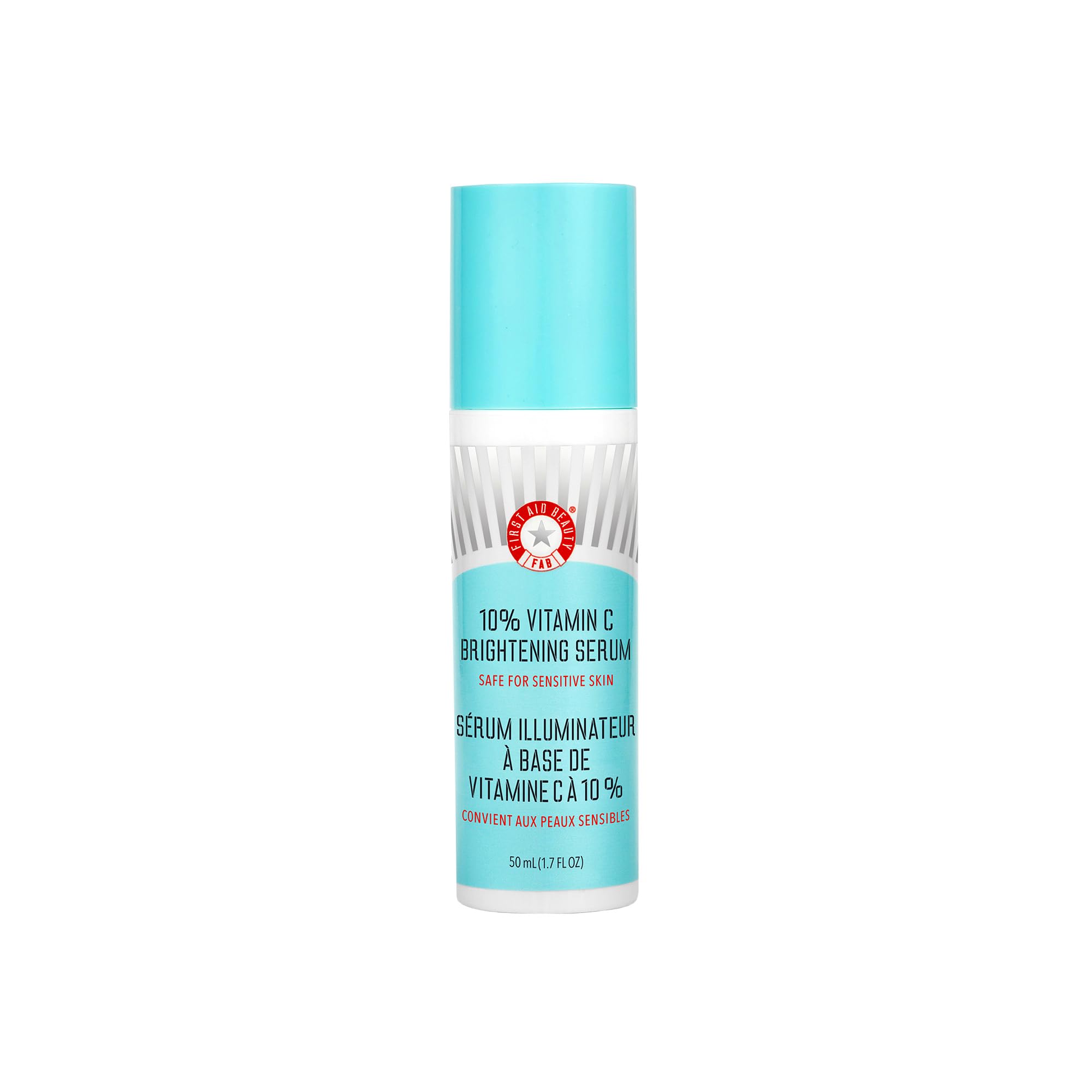 First Aid Beauty bottle with 10% Vitamin C Serum delivering brightening care