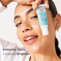 First Aid Beauty Brighten + Glow Eye Cream jar open reveals creamy texture for easy application