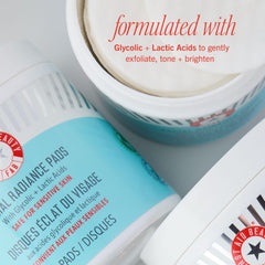 First Aid Beauty Facial Radiance Pads texture closeup highlighting smooth surface for daily use.