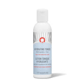First Aid Beauty hydrating toner bottle close-up, showing a gentle, alcohol-free formula.
