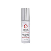 First Aid Beauty Retinol Complex Serum bottle on bathroom counter, gentle for sensitive skin.