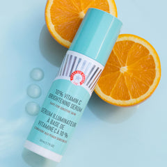 First Aid Beauty serum applied on face and neck for a gentle glow