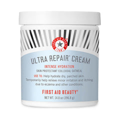 First Aid Beauty Ultra Repair Cream jar close-up showing deep hydration.
