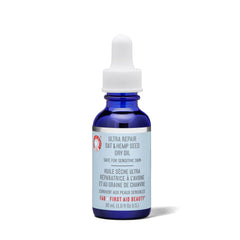 First Aid Beauty Ultra Repair bottle shown for fragrance-free hydration on sensitive skin.