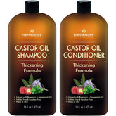 First Botany castor oil shampoo bottle highlighting a sulfate-free formula for fuller, stronger hair.
