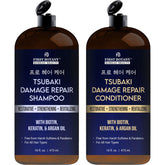 First Botany Damage Repair Shampoo bottle being poured for strong, revitalized hair