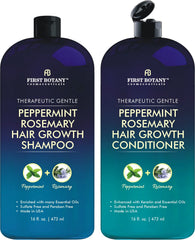 First Botany peppermint rosemary shampoo bottle for daily refreshing cleanse.