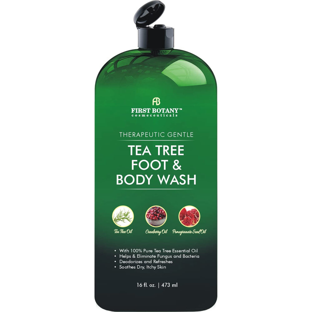 First Botany Tea Tree Body Wash bottle pour for a refreshing cleanse
