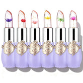 Firstfly Flower Jelly Lipstick Set showing six color-changing jars for hydration.