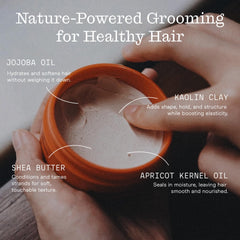 Close-up of paste on hair demonstrates lightweight, non-greasy formula.
