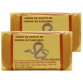 Five Brothers Rattlesnake Oil Soap bar close-up showing natural ingredients for blemish control.