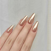 FJSMTOPl gold press-on nails almond medium for quick salon-style at-home manicure.