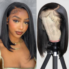 Flady bob wig front view with natural hairline for daily wear