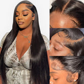 Flady bone-straight lace-front wig closeup highlighting natural hairline and texture.