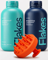 Flakes anti-dandruff shampoo bottle provides a refreshing scalp cleanse.