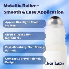 Fleur Luxxe Rosemary Serum Roll-On application close-up for easy, mess-free daily use