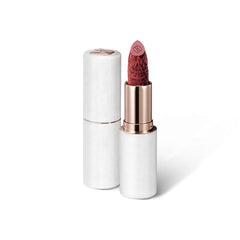 FLORASIS Blooming Rouge Plum Royale swatch on skin shows matte velvety finish