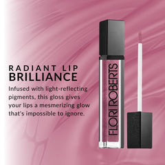 Flori Roberts Lip Shine packaging highlighting premium branding and shade range