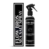 Flow Bros Sea Salt Spray bottle shows lightweight texture for beachy hair.