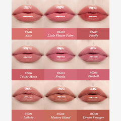 Close-up of jelly-like gloss texture with hydrated shine from Flower Knows
