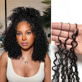 FlowerSeason Afro Kinky Curly knotless extensions for easy crochet installation.