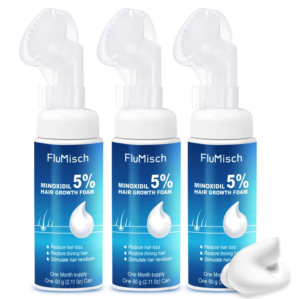 FluMisch minoxidil foam pack shot shows convenient packaging for daily use