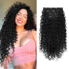 Flufymooz clip-in hair extensions 4pc set for quick volume.