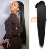 Flufymooz ponytail extension in natural black with instant length boost