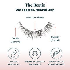 FlutterHabit Bestie Lash Clusters with recommended adhesive for longer wear.