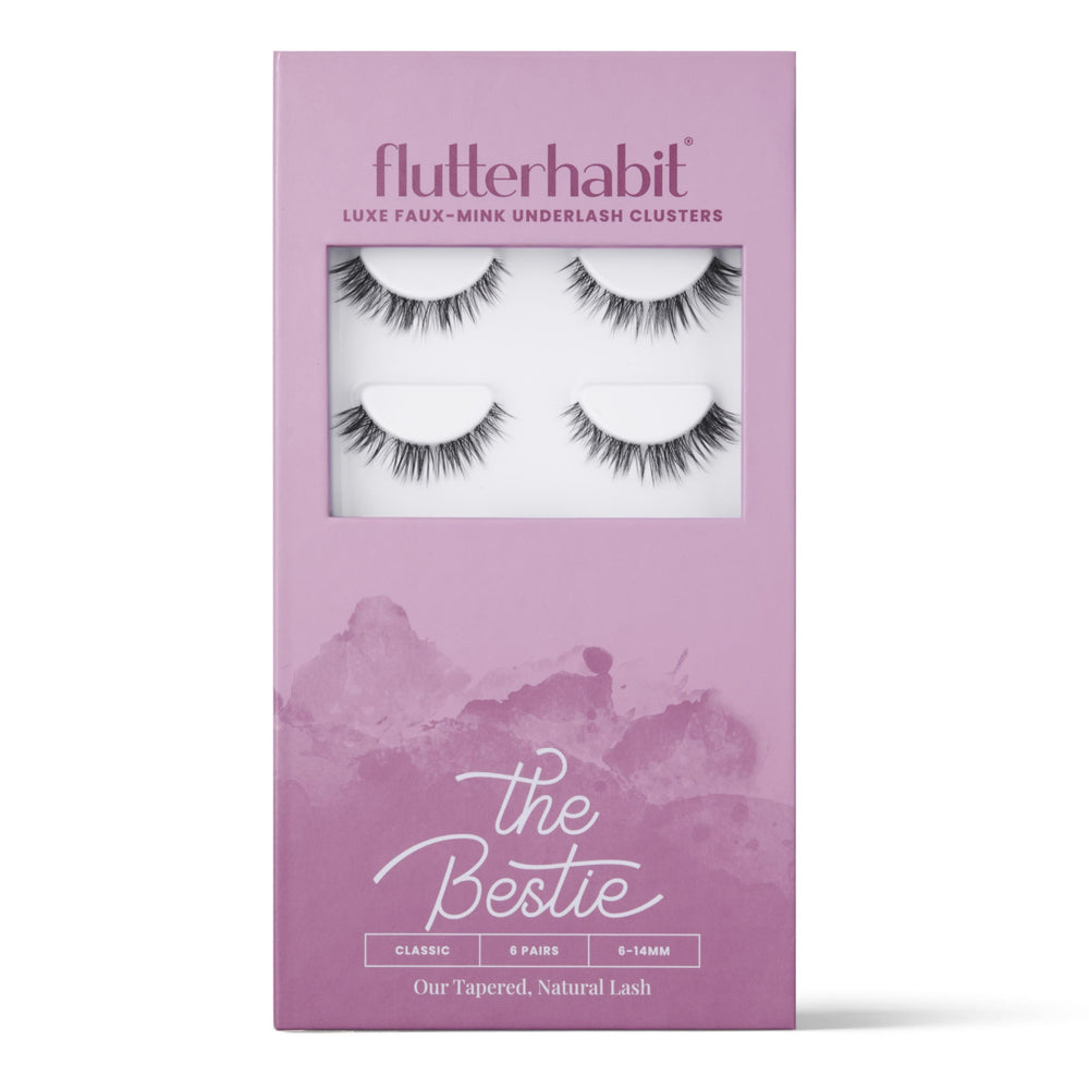 FlutterHabit Bestie Lash Clusters six-set kit for at-home salon results.