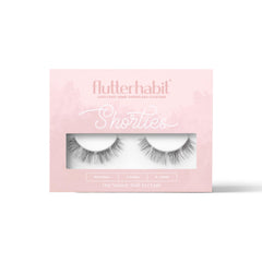 FlutterHabit Shorties lashes box with two sets for versatile DIY looks.
