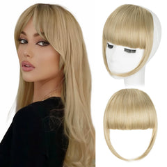 Flvaco clip-in bangs ash blonde front view for natural fringe