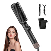 FLYZEMAA hair straightener brush with LCD display for precise heat control and quick styling.