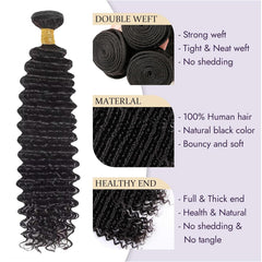 Flyzhuim Deep Wave 22 inch close-up reveals silky texture ready for styling.