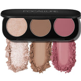 FOCALLURE 3-in-1 palette compact for versatile blush, bronzer, and highlighter makeup