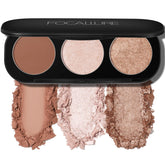 FOCALLURE 3-in-1 makeup palette compact for versatile daily looks with blush and highlighter.