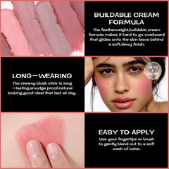 FOCALLURE Rose Marble cream blush stick used as eye-base close-up