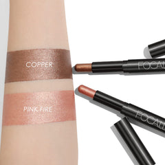 FOCALLURE eyeshadow stick applied to lid for quick even color.