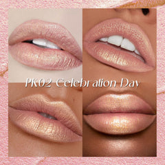 FOCALLURE metallic liquid lipstick lip swatch showing vibrant full-coverage gloss