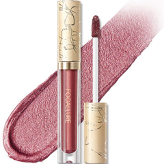 FOCALLURE metallic liquid lipstick swatch with bold pigment and sparkle.