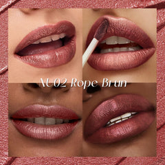 FOCALLURE Metallic Liquid Lipstick swirl on lips highlights radiant shine and smooth glide