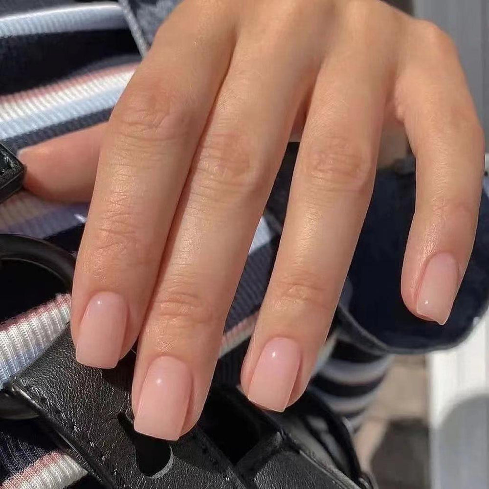 Foccna nude square press-on nails in a 24-piece set for quick at-home manicures.